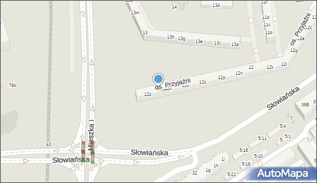 Poznań, Osiedle Przyjaźni, 12y, mapa Poznania