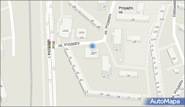Poznań, Osiedle Przyjaźni, 142, mapa Poznania