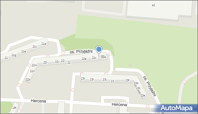 Poznań, Osiedle Przyjaźni, 22b, mapa Poznania