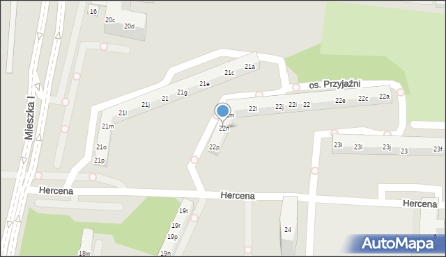 Poznań, Osiedle Przyjaźni, 22n, mapa Poznania