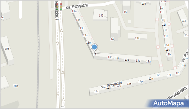 Poznań, Osiedle Przyjaźni, 13, mapa Poznania