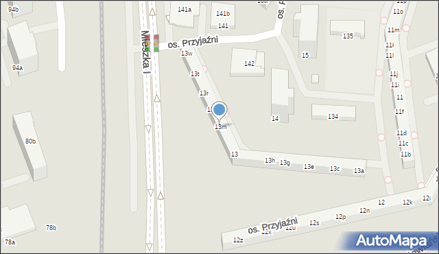 Poznań, Osiedle Przyjaźni, 13m, mapa Poznania