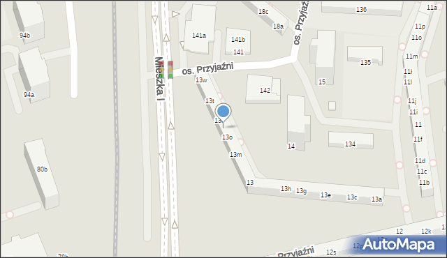 Poznań, Osiedle Przyjaźni, 13p, mapa Poznania