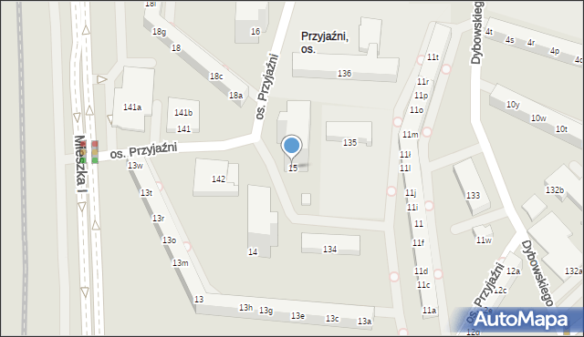 Poznań, Osiedle Przyjaźni, 15, mapa Poznania