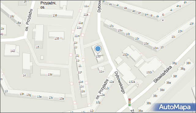Poznań, Osiedle Przyjaźni, 133, mapa Poznania