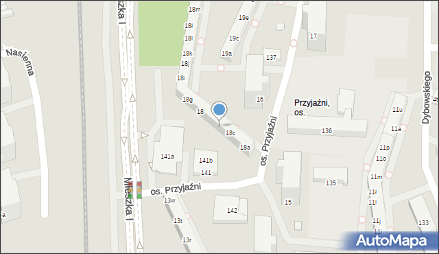 Poznań, Osiedle Przyjaźni, 18d, mapa Poznania