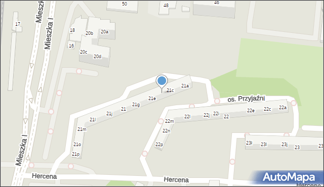 Poznań, Osiedle Przyjaźni, 21d, mapa Poznania