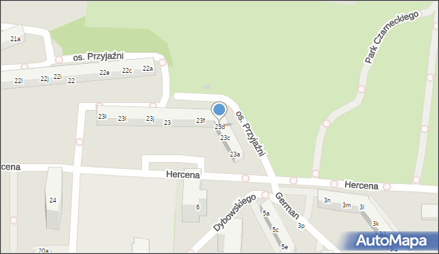 Poznań, Osiedle Przyjaźni, 23d, mapa Poznania