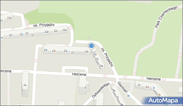 Poznań, Osiedle Przyjaźni, 23e, mapa Poznania