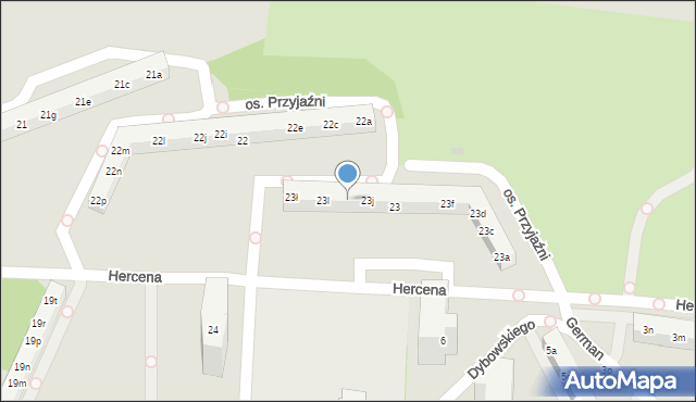 Poznań, Osiedle Przyjaźni, 23k, mapa Poznania