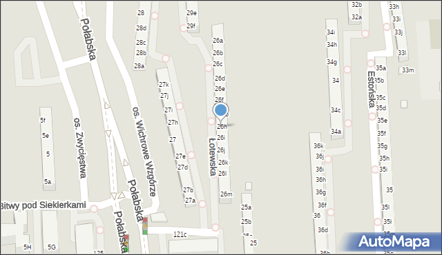 Poznań, Osiedle Wichrowe Wzgórze, 26h, mapa Poznania