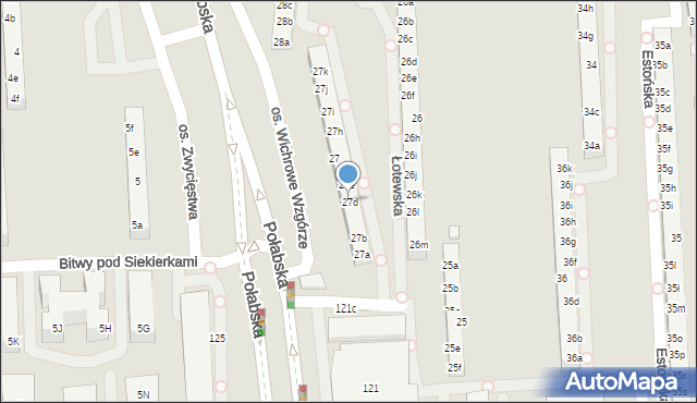 Poznań, Osiedle Wichrowe Wzgórze, 27d, mapa Poznania