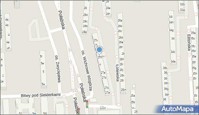 Poznań, Osiedle Wichrowe Wzgórze, 27h, mapa Poznania