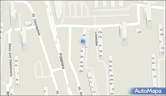 Poznań, Osiedle Wichrowe Wzgórze, 28f, mapa Poznania