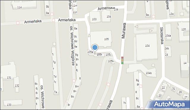 Poznań, Osiedle Wichrowe Wzgórze, 105d, mapa Poznania