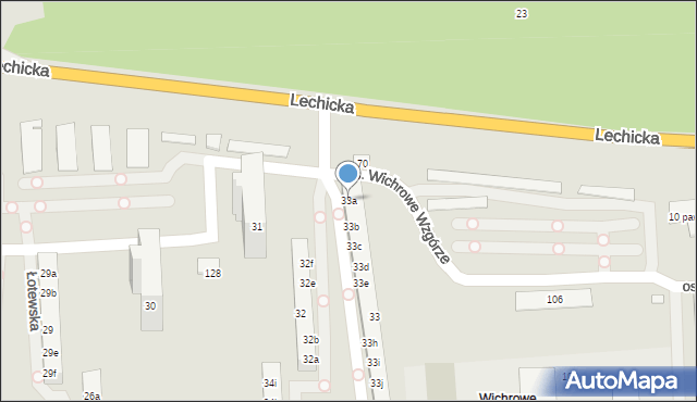 Poznań, Osiedle Wichrowe Wzgórze, 33a, mapa Poznania