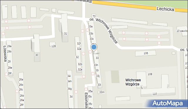 Poznań, Osiedle Wichrowe Wzgórze, 33f, mapa Poznania