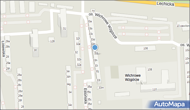Poznań, Osiedle Wichrowe Wzgórze, 33g, mapa Poznania