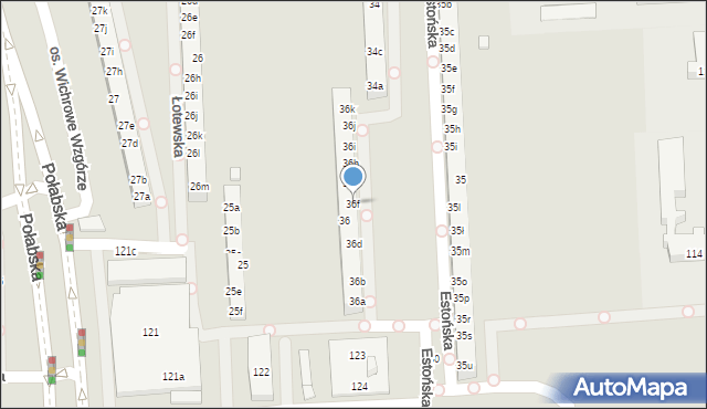 Poznań, Osiedle Wichrowe Wzgórze, 36f, mapa Poznania