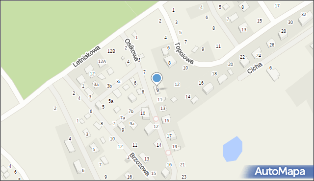 Prądocin, Osikowa, 9, mapa Prądocin