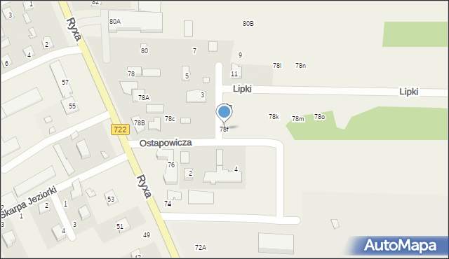 Prażmów, Ostapowicza Bogusława, 78f, mapa Prażmów