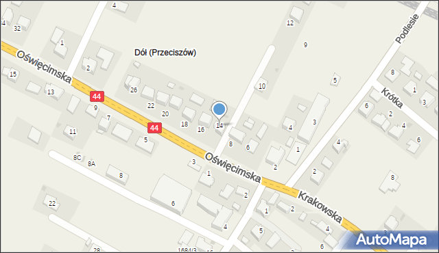 Przeciszów, Oświęcimska, 14, mapa Przeciszów