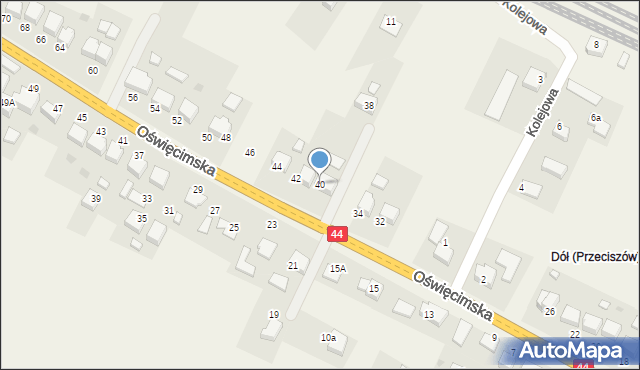 Przeciszów, Oświęcimska, 40, mapa Przeciszów