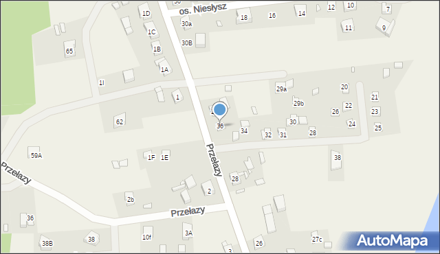 Przełazy, Osiedle Niesłysz, 36, mapa Przełazy