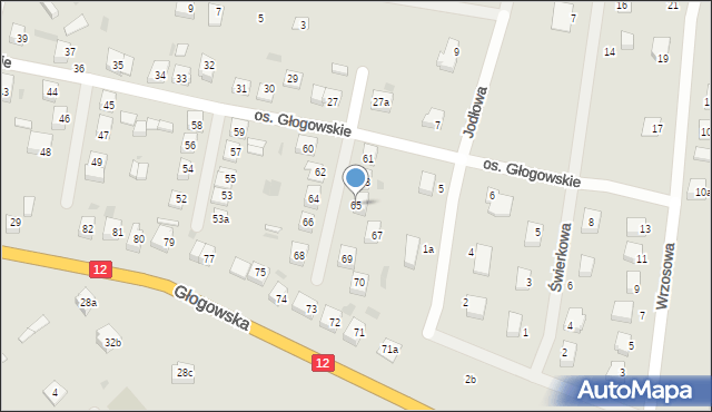 Przemków, Osiedle Głogowskie, 65, mapa Przemków