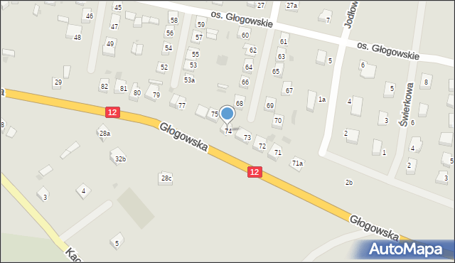 Przemków, Osiedle Głogowskie, 74, mapa Przemków