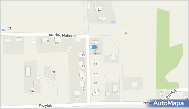 Przyłęk, Osiedle św. Huberta, 16, mapa Przyłęk