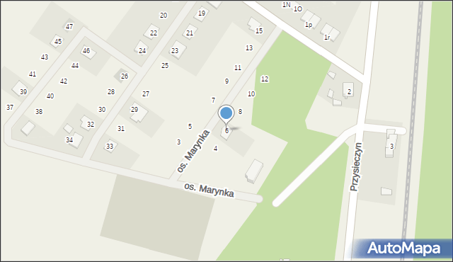 Przysieczyn, Osiedle Marynka, 6, mapa Przysieczyn