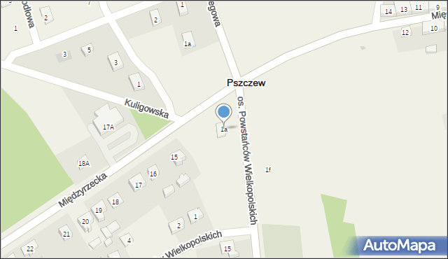 Pszczew, Osiedle Powstańców Wielkopolskich, 1a, mapa Pszczew