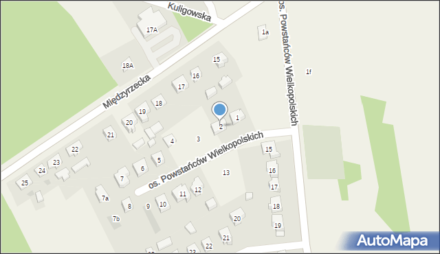 Pszczew, Osiedle Powstańców Wielkopolskich, 2, mapa Pszczew