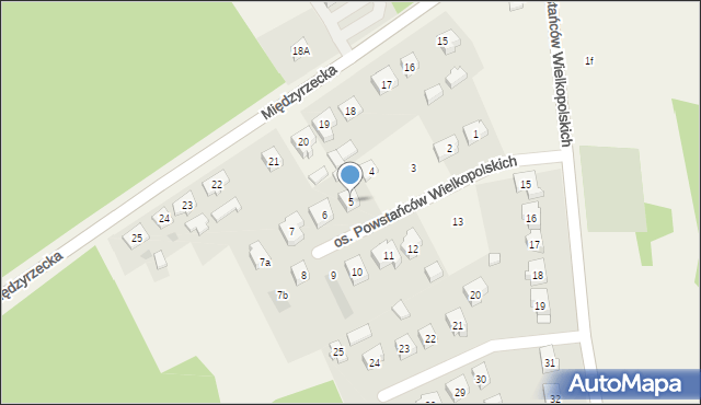 Pszczew, Osiedle Powstańców Wielkopolskich, 5, mapa Pszczew
