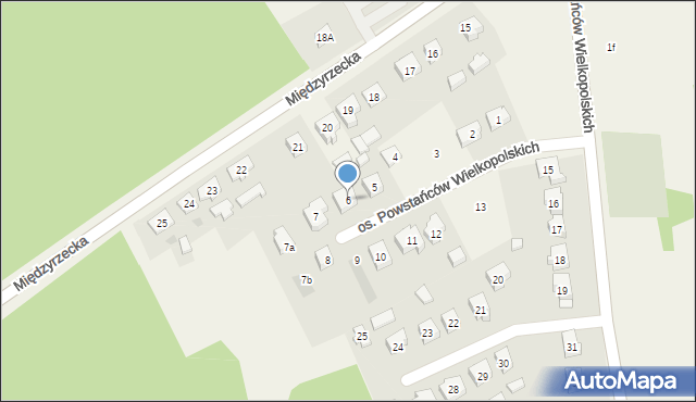 Pszczew, Osiedle Powstańców Wielkopolskich, 6, mapa Pszczew