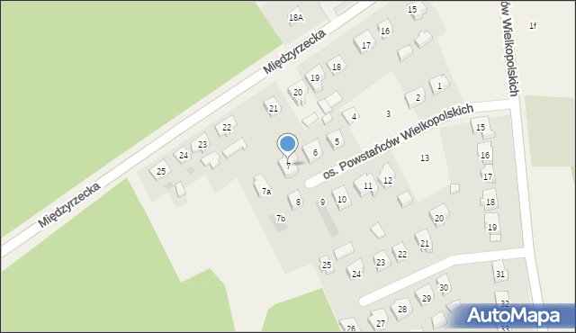 Pszczew, Osiedle Powstańców Wielkopolskich, 7, mapa Pszczew