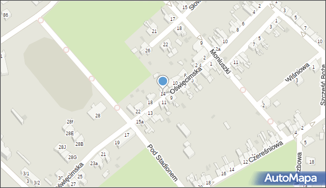 Pyskowice, Oświęcimska, 14, mapa Pyskowice
