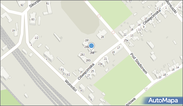 Pyskowice, Oświęcimska, 28B, mapa Pyskowice
