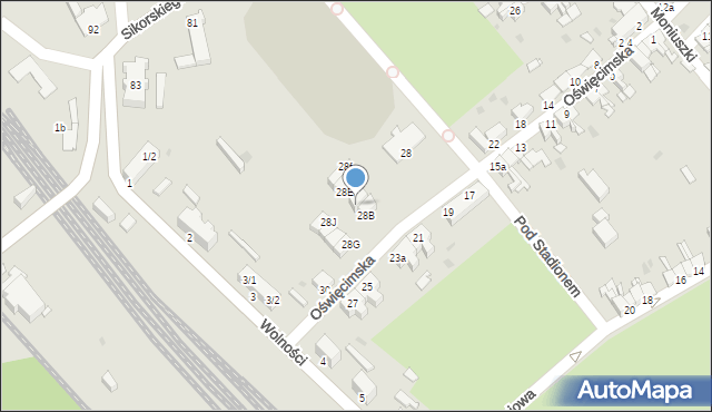 Pyskowice, Oświęcimska, 28C, mapa Pyskowice