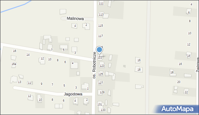 Radłów, Osiedle Robotnicze, 121, mapa Radłów