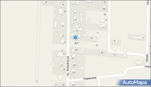 Radłów, Osiedle Robotnicze, 183, mapa Radłów