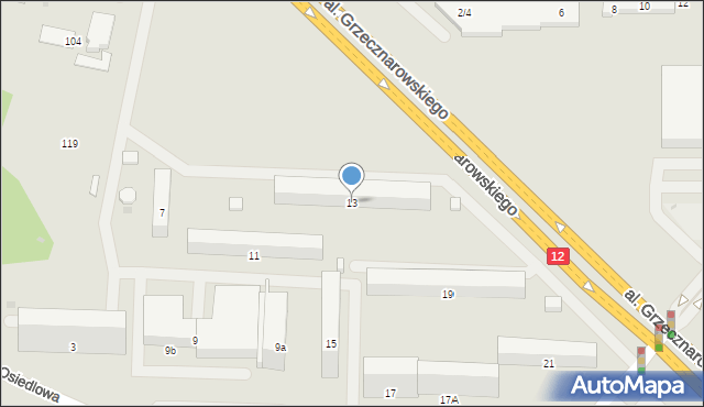 Radom, Osiedlowa, 13, mapa Radomia