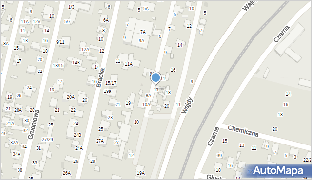 Radom, Osadnicza, 13, mapa Radomia