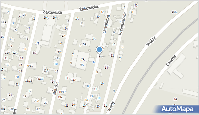 Radom, Osadnicza, 7, mapa Radomia