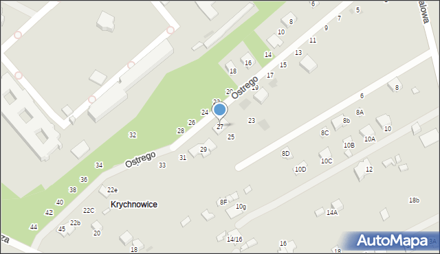 Radom, Ostrego, por., 27, mapa Radomia