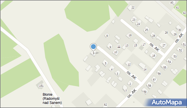 Radomyśl nad Sanem, Osiedle Armii Krajowej, 7, mapa Radomyśl nad Sanem