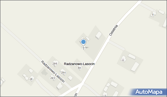 Radzanowo, Ostatnia, 2, mapa Radzanowo