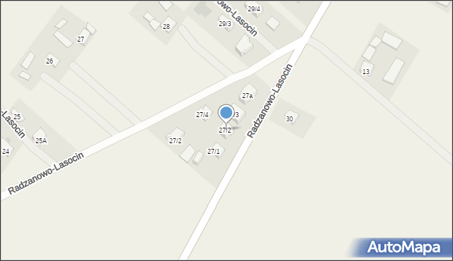 Radzanowo, Ostatnia, 27/2, mapa Radzanowo