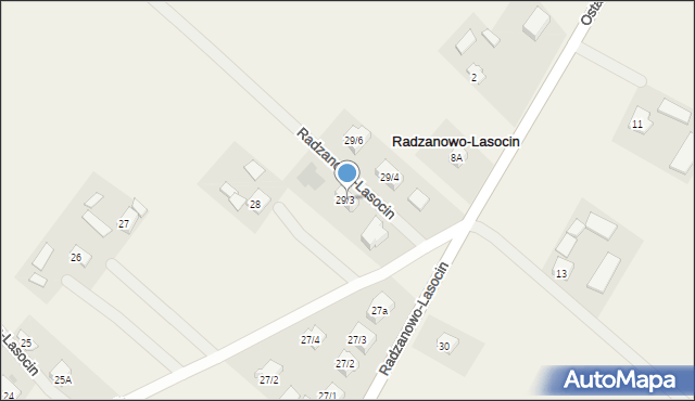 Radzanowo, Ostatnia, 29/3, mapa Radzanowo